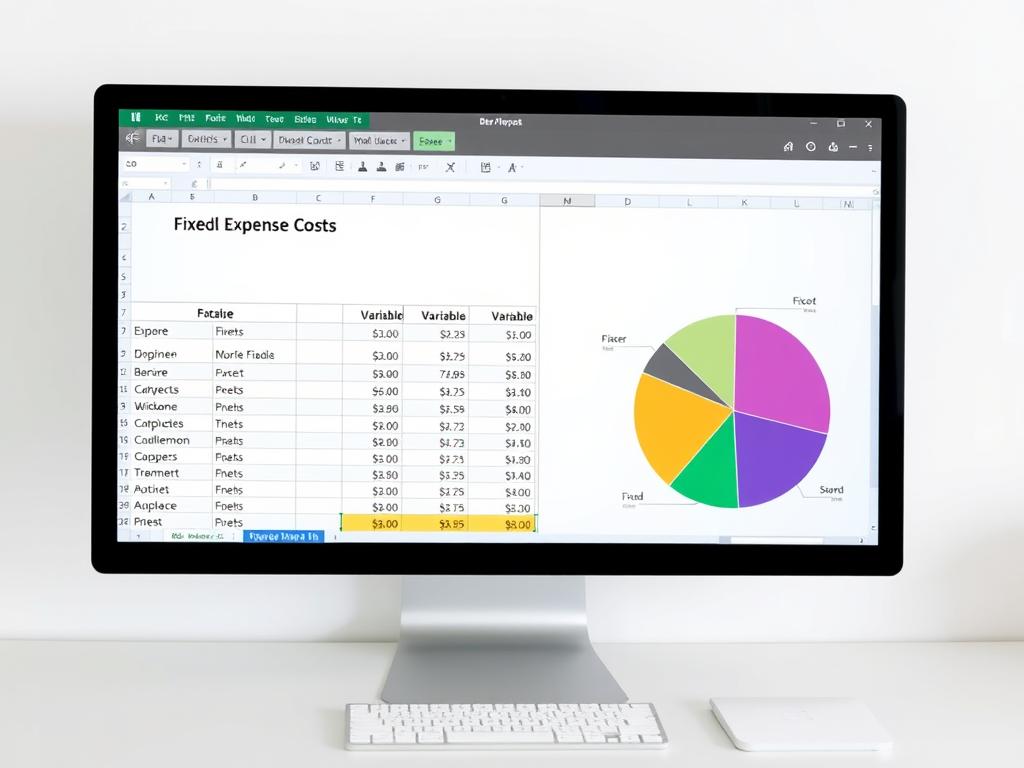 Business financial expense breakdown showing fixed vs variable costs in Excel