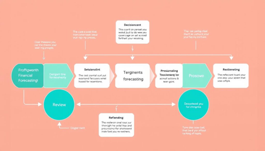 Business financial forecasting process flowchart showing step-by-step approach