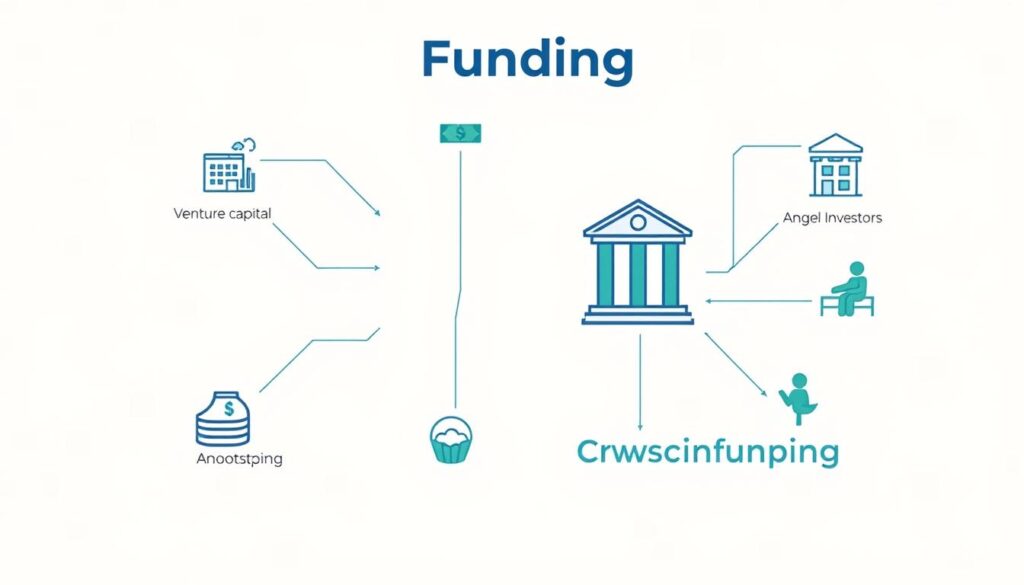 Business funding sources diagram showing different capital options for financial businesses