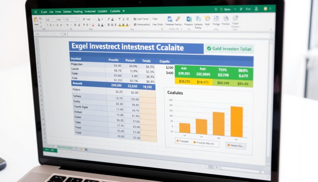 Business investment calculator Excel spreadsheet showing ROI analysis