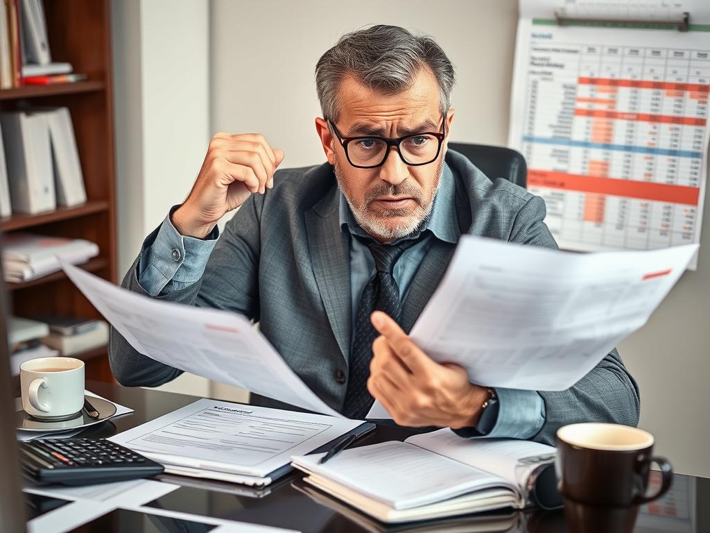 Business owner reviewing financial mistakes on laptop