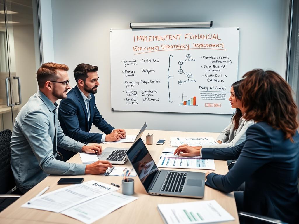 Business team implementing financial efficiency strategies