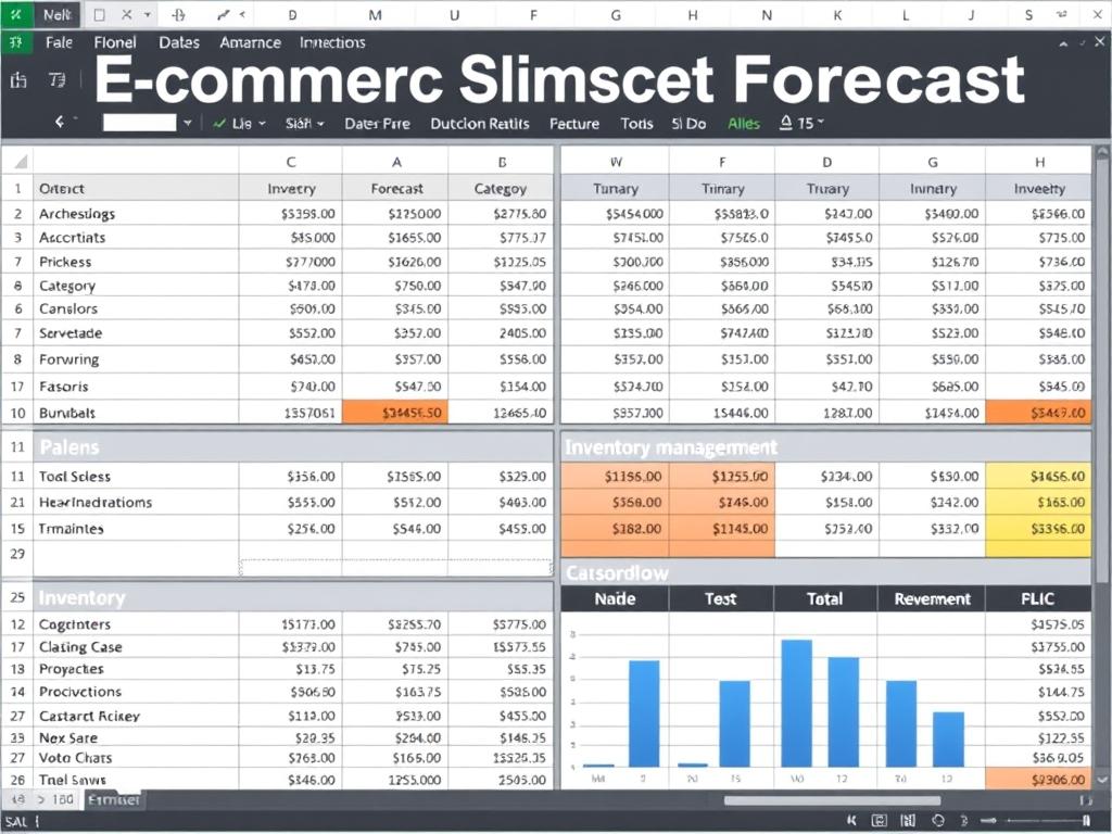E-commerce business financial forecast Excel template with inventory planning