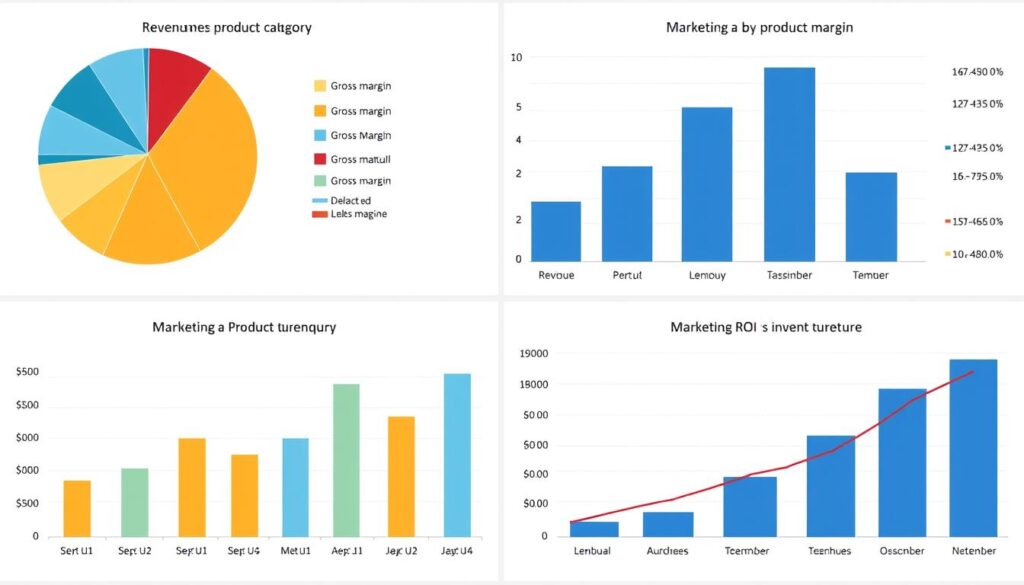 Financial analysis charts from business finance tracking spreadsheet
