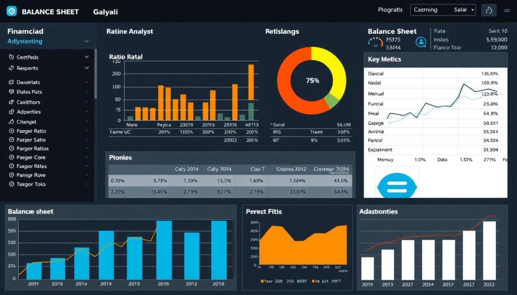 Financial analysis dashboard using data from business balance sheet Excel template