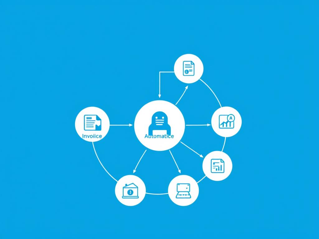 Financial automation workflow diagram showing connected business processes