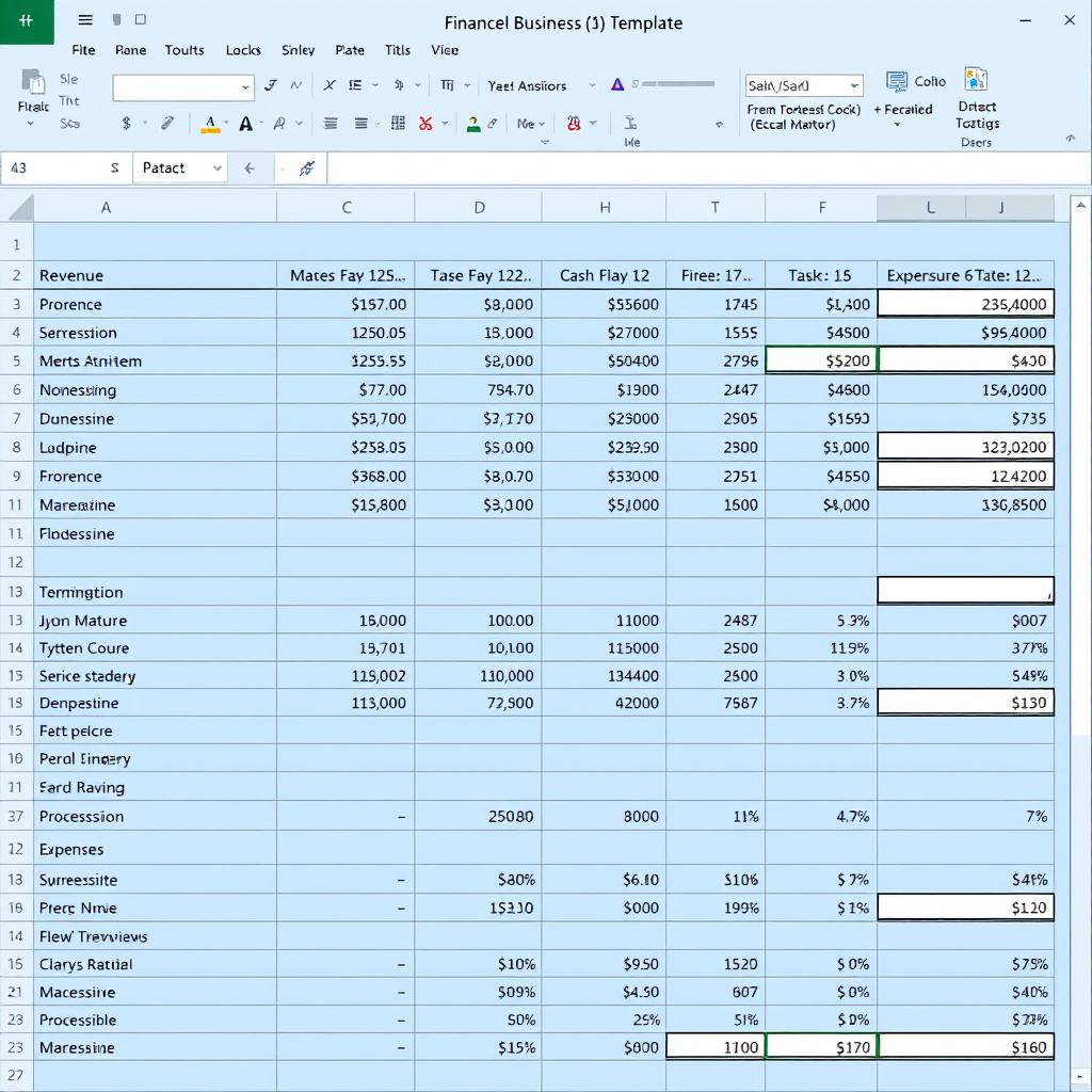Financial business plan Excel template screenshot