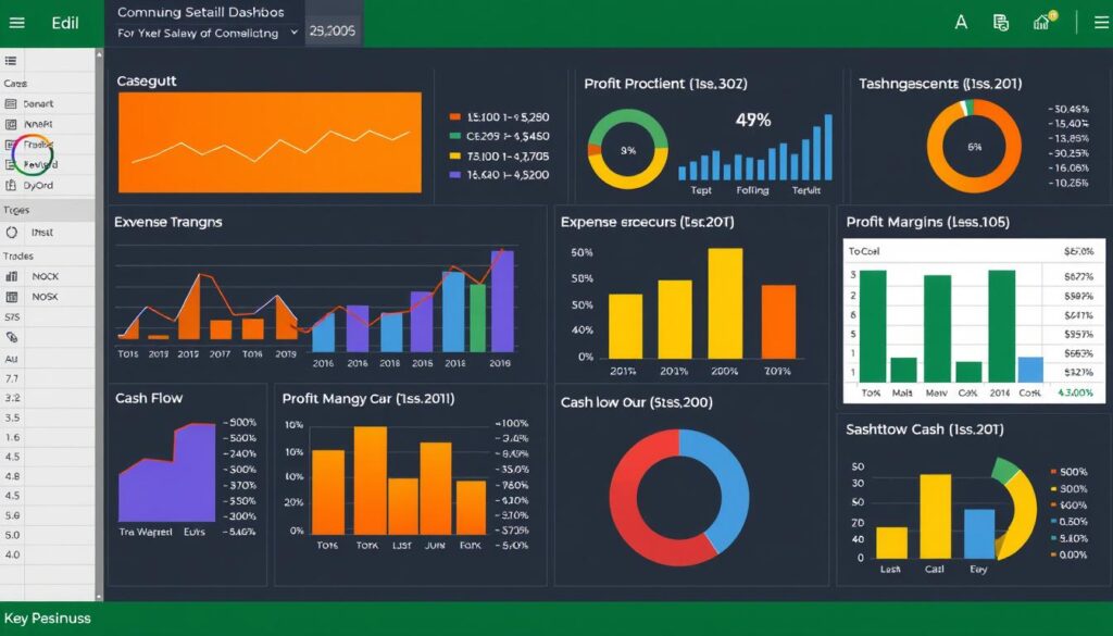 Financial dashboard showing key performance indicators and trend analysis for a retail business