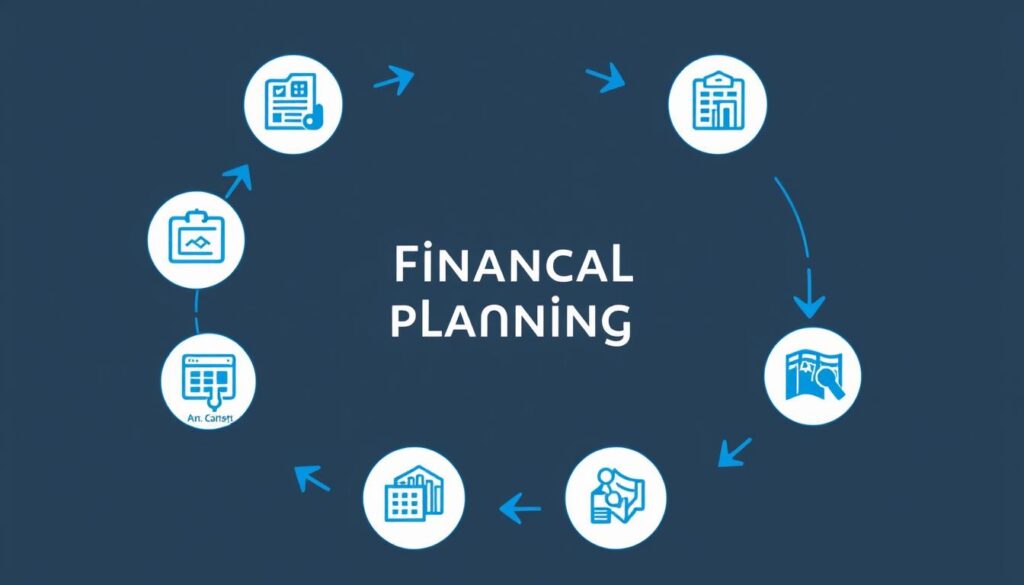 Financial planning process diagram showing budget cycle, forecasting, and analysis