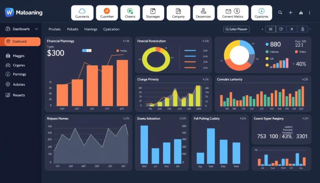 Financial planning software dashboard showing forecasting tools