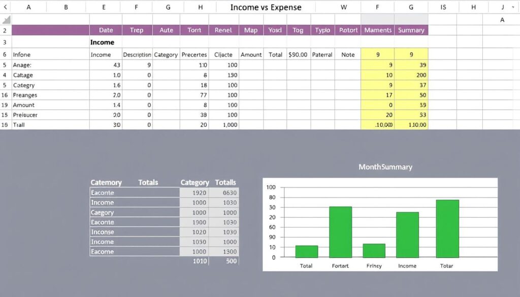 Income and expense tracker spreadsheet template for business finance tracking