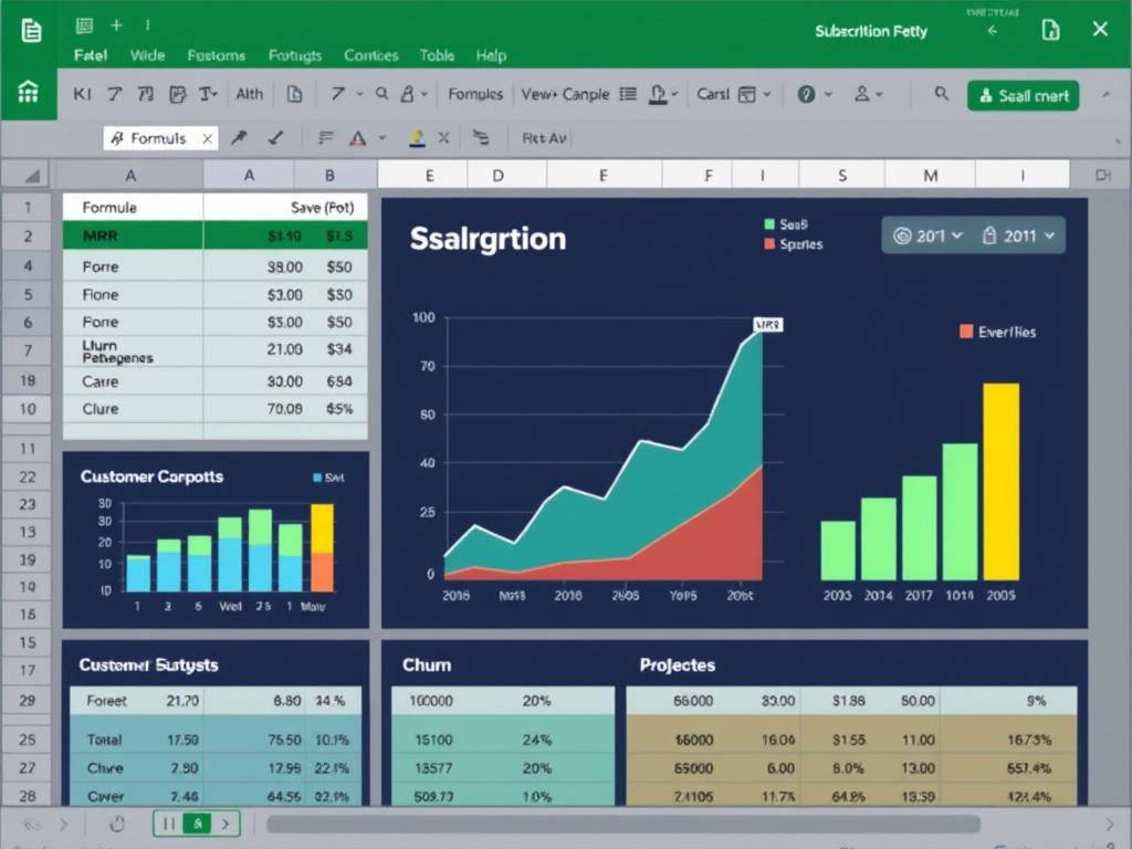 SaaS business financial forecast Excel model with subscription metrics