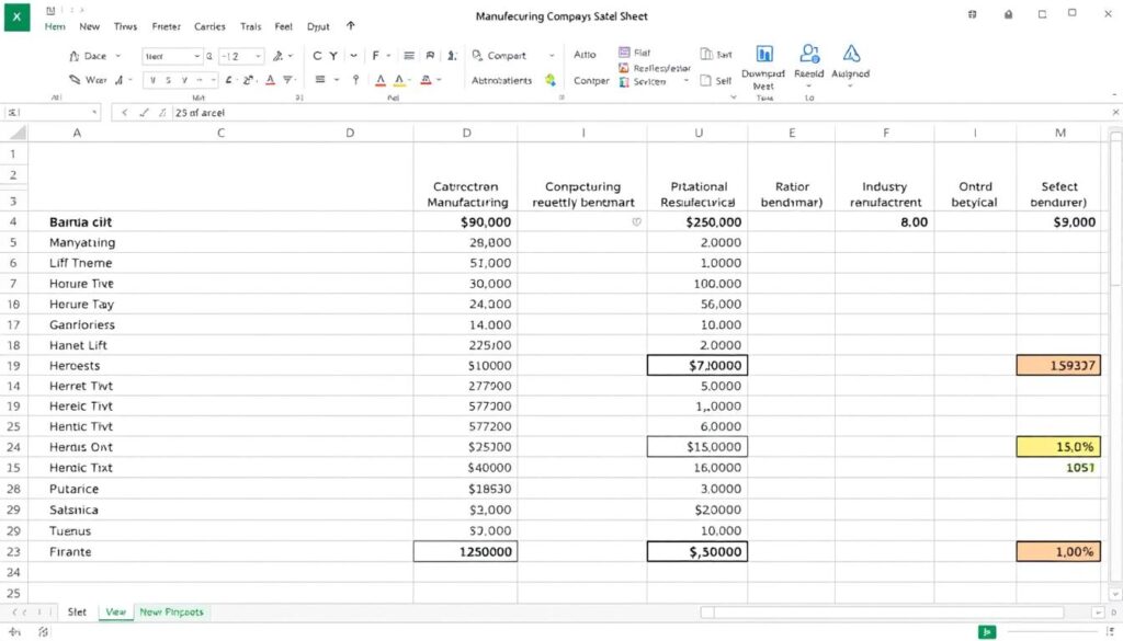 Sample business balance sheet analysis for a manufacturing company