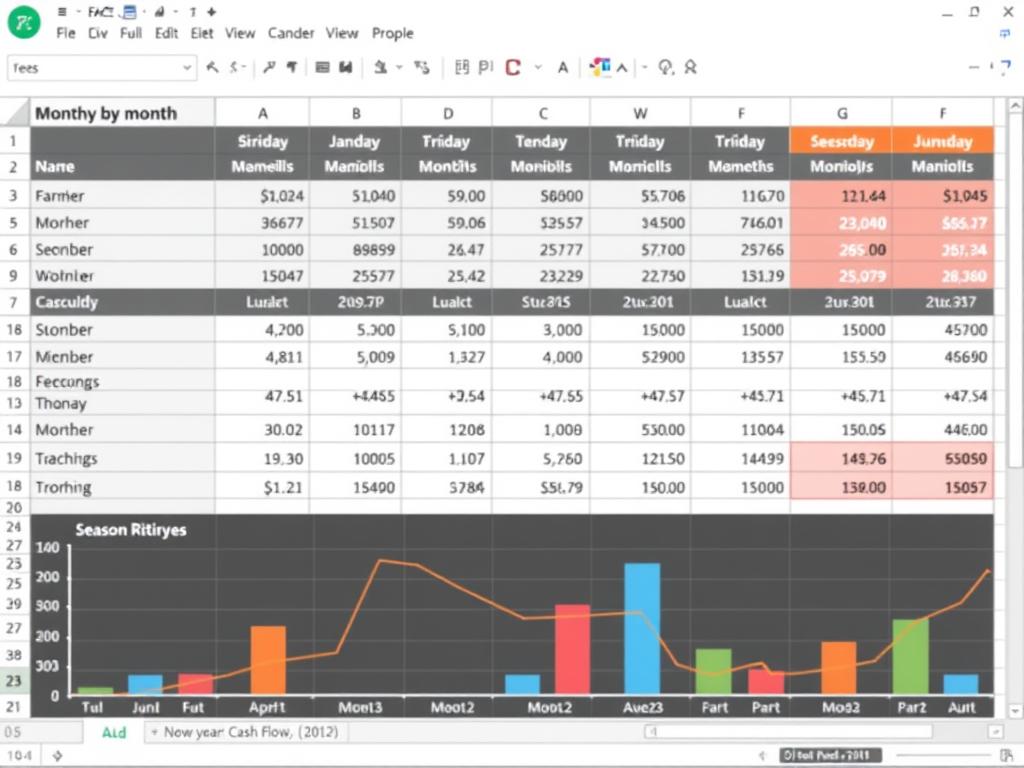 Seasonal business cash flow template showing business cash flow management excel template for seasonal operations