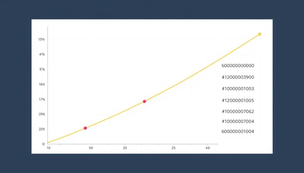 Simple linear regression chart showing financial trend analysis