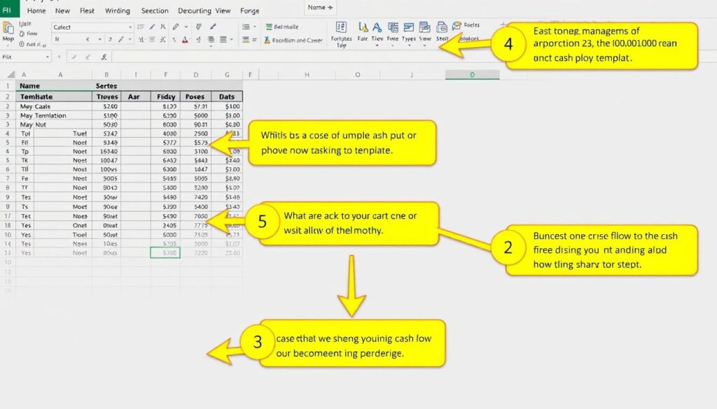 Step-by-step guide showing how to use the business cash flow management excel template