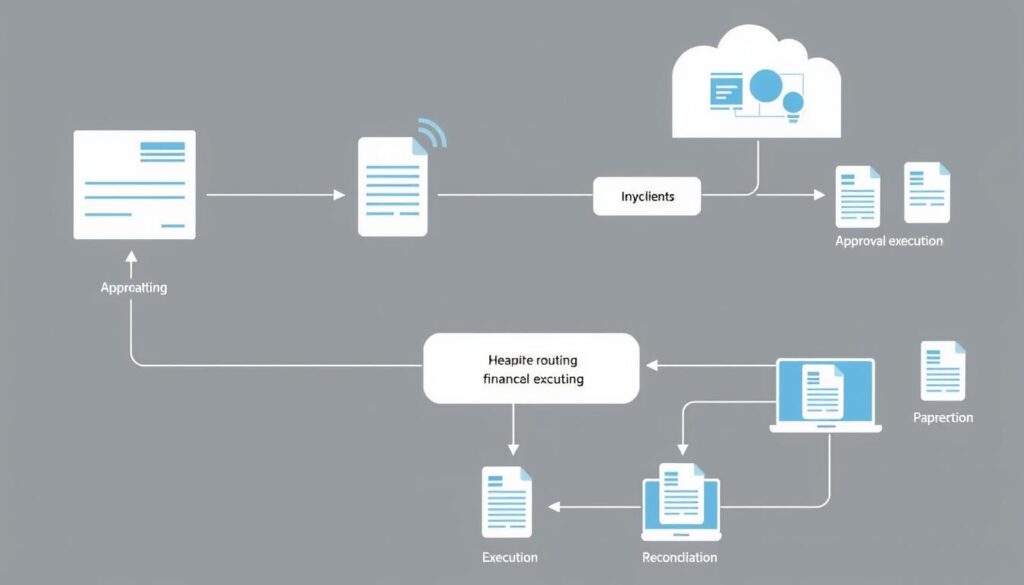 Automated financial workflow showing invoice processing