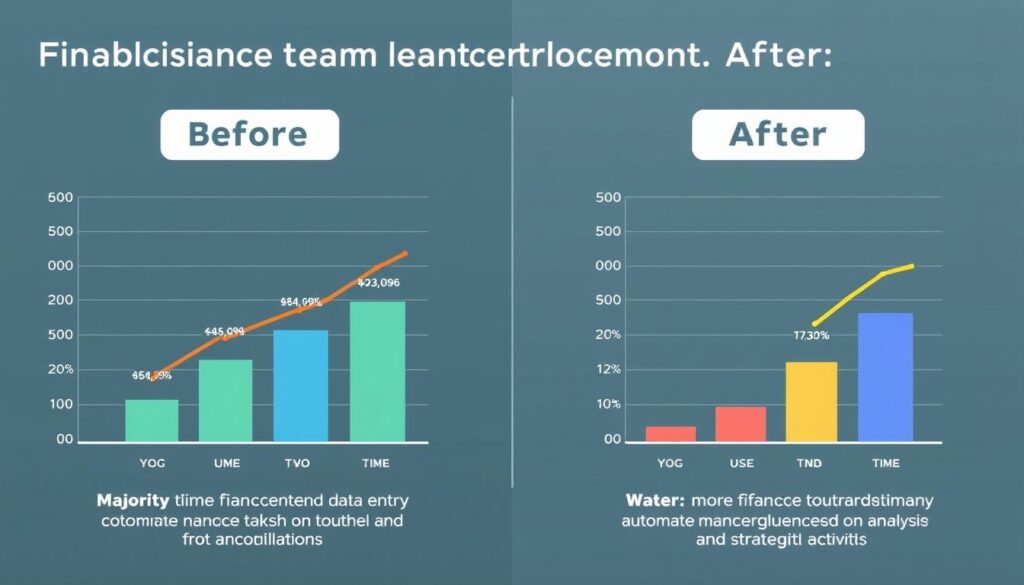 Before and after comparison of a finance team's time allocation following process automation
