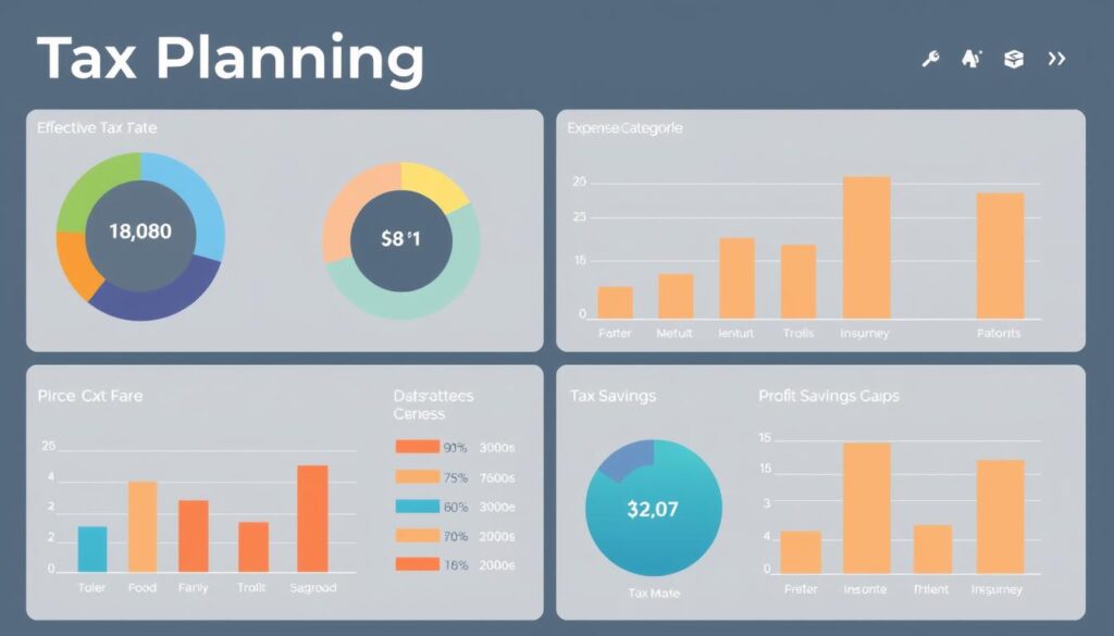 Business dashboard showing financial performance metrics for tax planning
