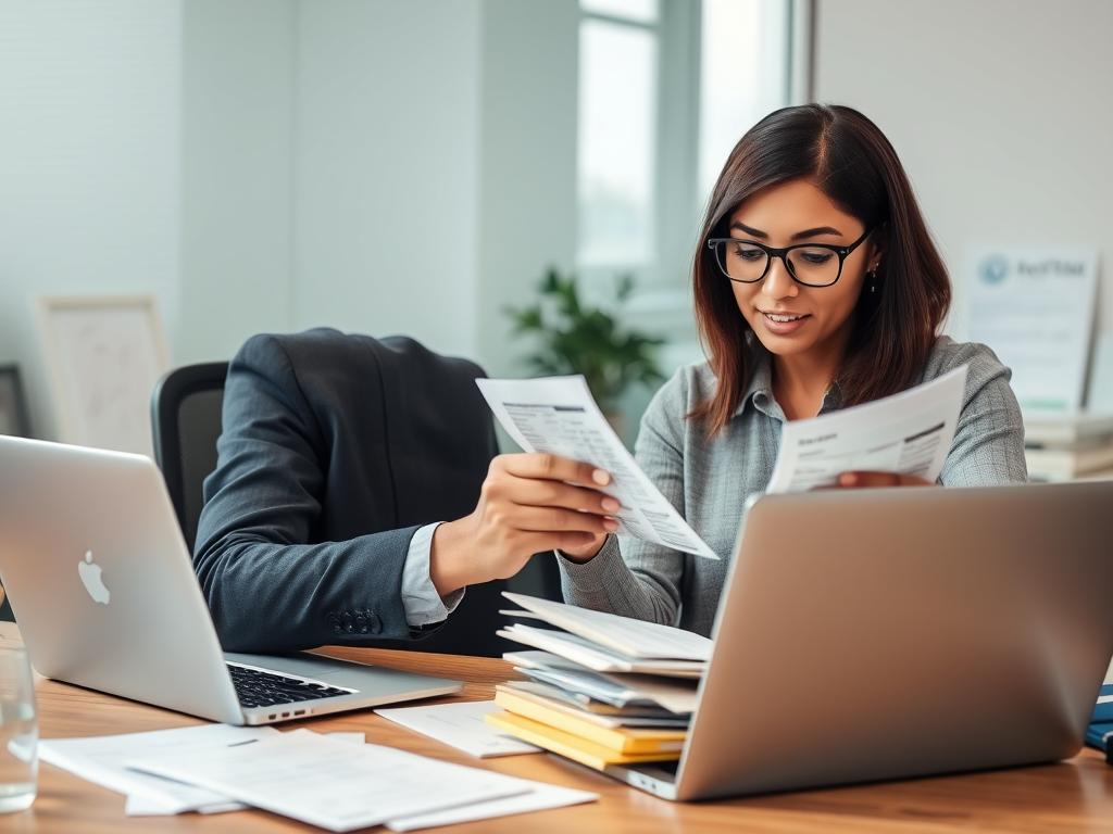 Business owner reviewing financial statements and separating business from personal expenses