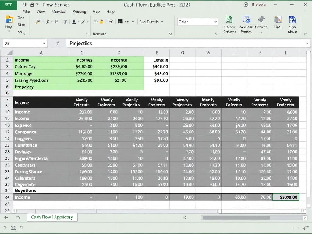 Cash flow forecast Excel template with projections