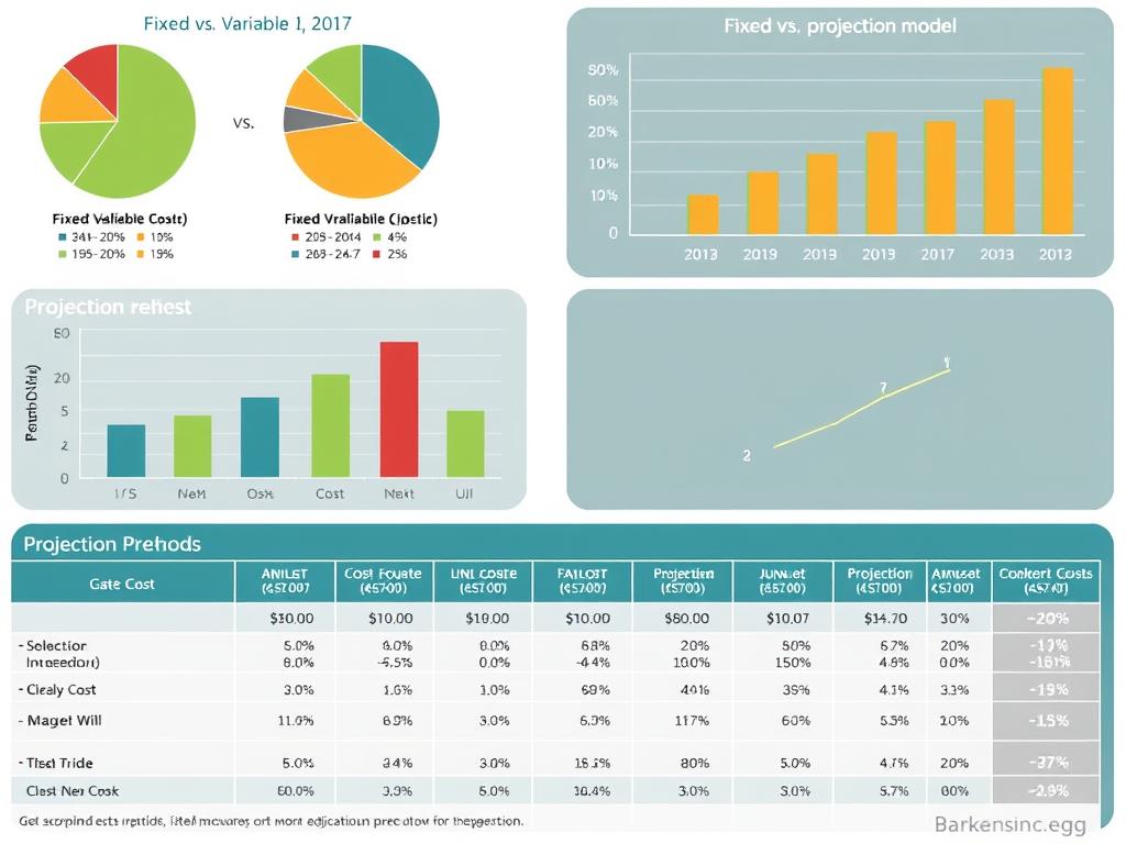 Chart showing cost breakdown and projection methods for a financial business model