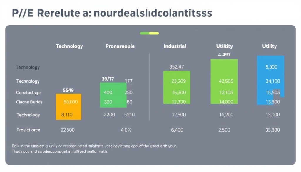 Comparison of P/E ratios across market sectors with growth expectations