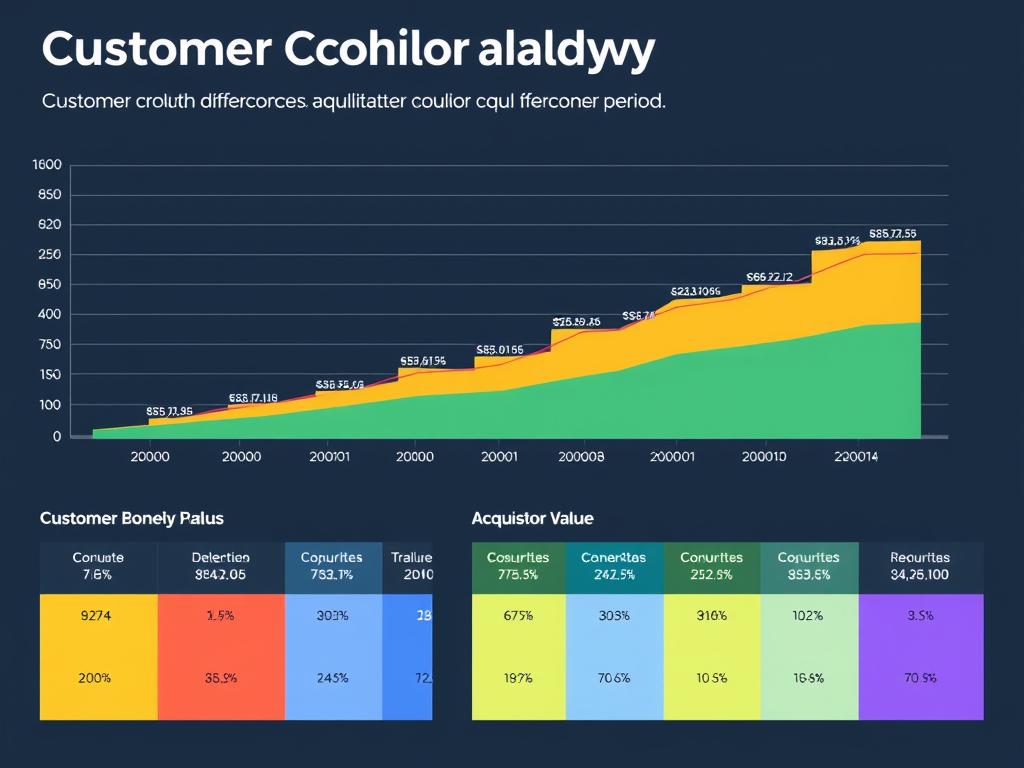 Customer cohort analysis showing retention and lifetime value by acquisition period Customer cohort analysis showing retention and lifetime value by acquisition period