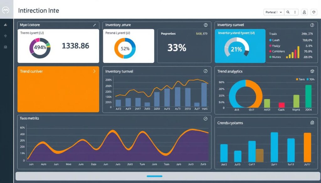 Dashboard showing inventory turnover metrics with trend analysis