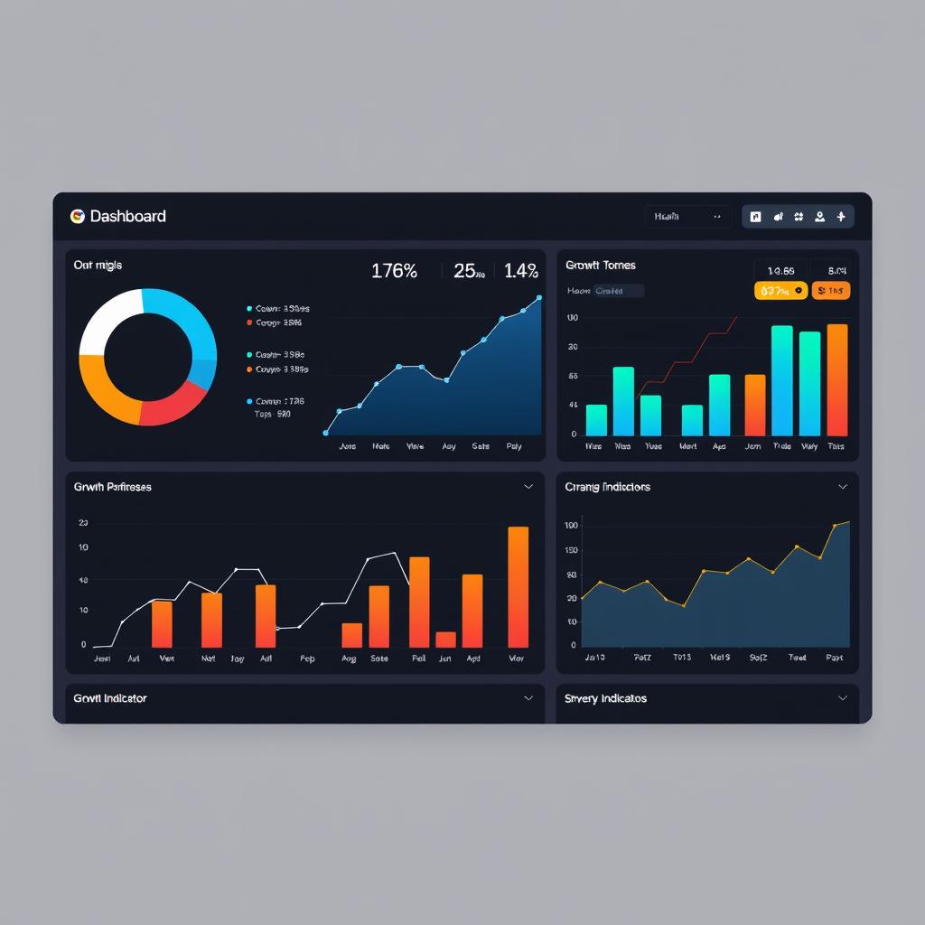 Dashboard showing key financial business performance metrics and growth indicators