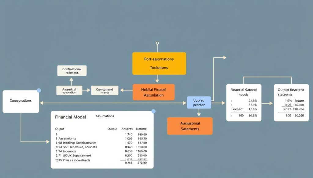 Diagram showing the interconnected components of a financial model