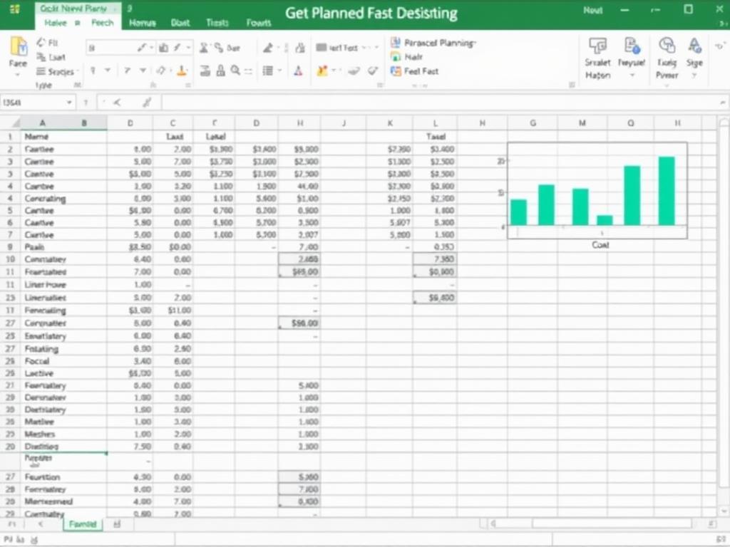 Excel financial planning template with formulas and charts