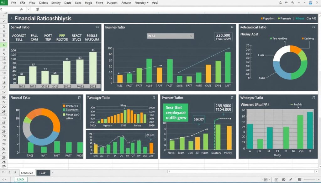 Excel financial ratio analysis dashboard with interactive charts