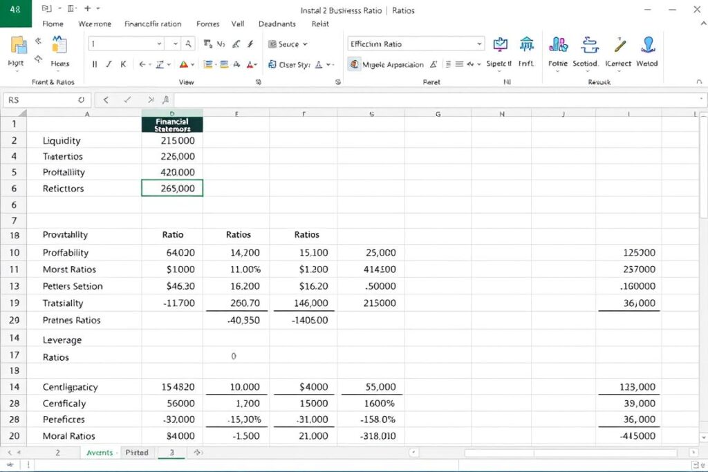 Financial Ratio Calculator Template showing key business ratios
