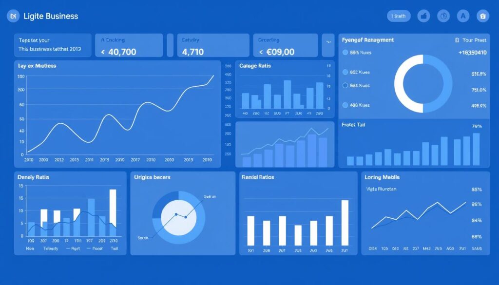 Financial analysis dashboard with key metrics and trends