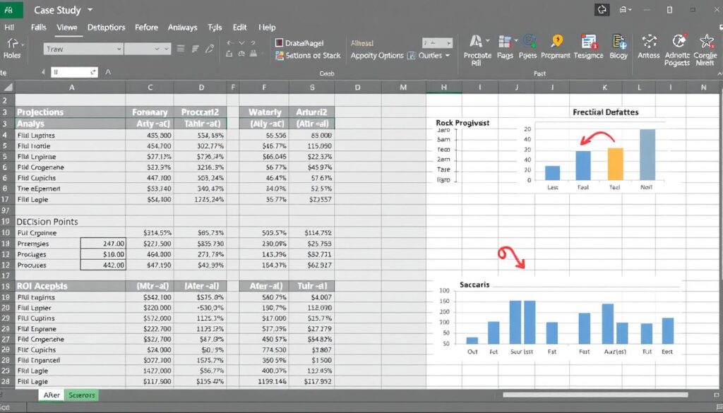 Financial analysis example using advanced business finance forecasting Excel template
