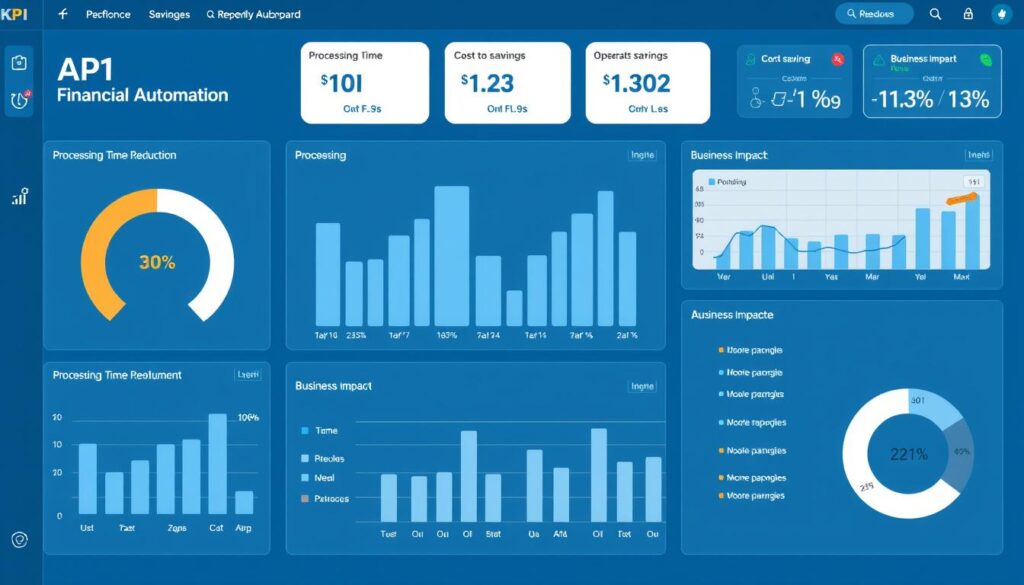 Financial automation KPI dashboard showing performance metrics