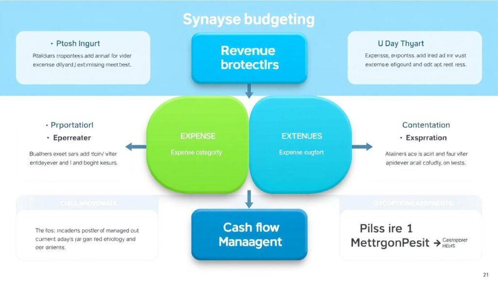 Financial business budgeting strategies diagram showing budget components