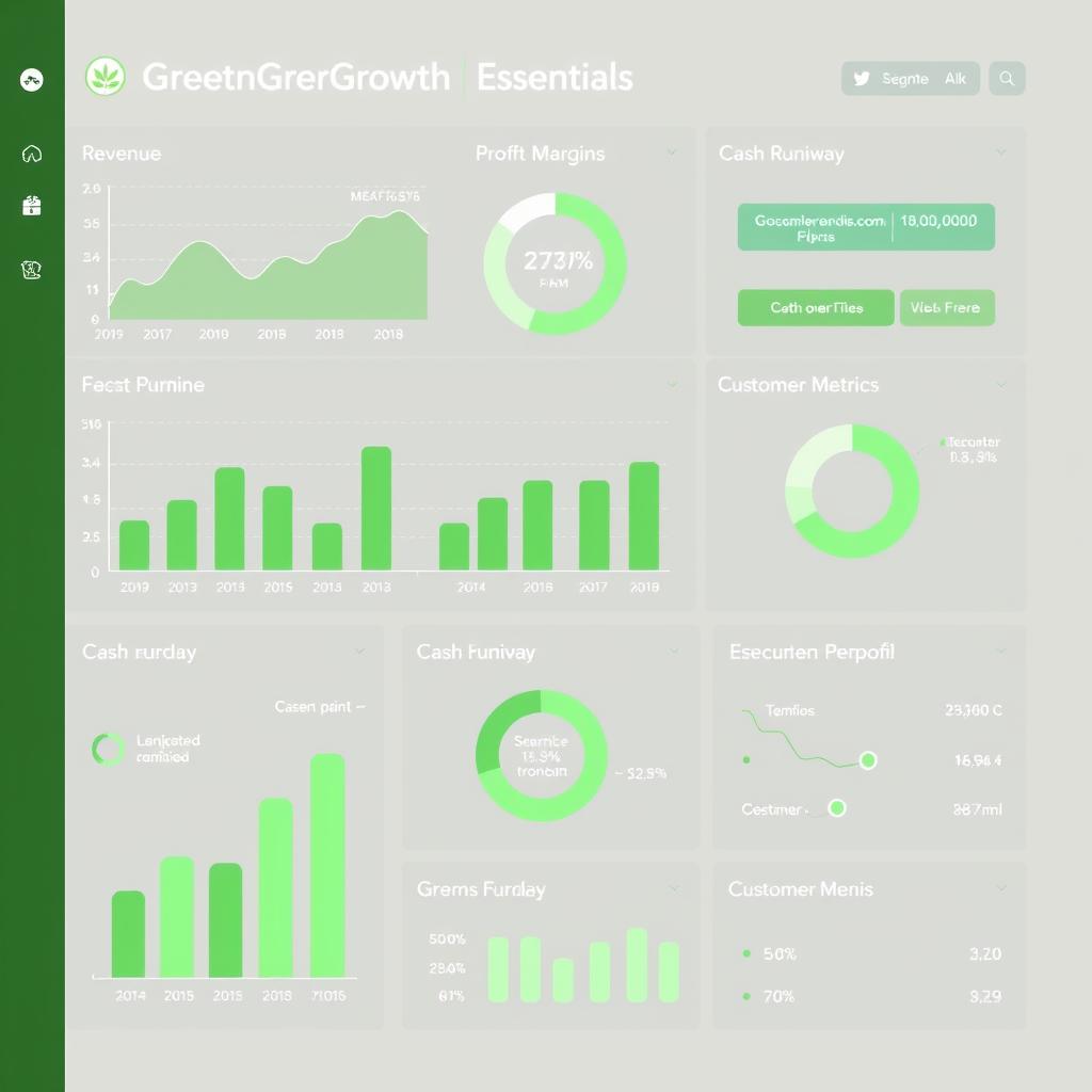 Financial dashboard showing GreenGrowth Essentials' performance metrics Financial dashboard showing GreenGrowth Essentials' performance metrics