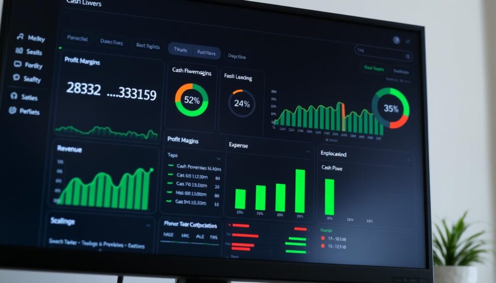 Financial dashboard showing key business performance metrics
