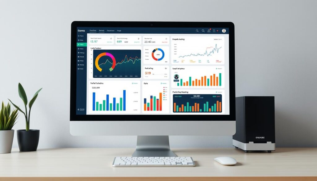Financial dashboard showing key performance metrics and charts