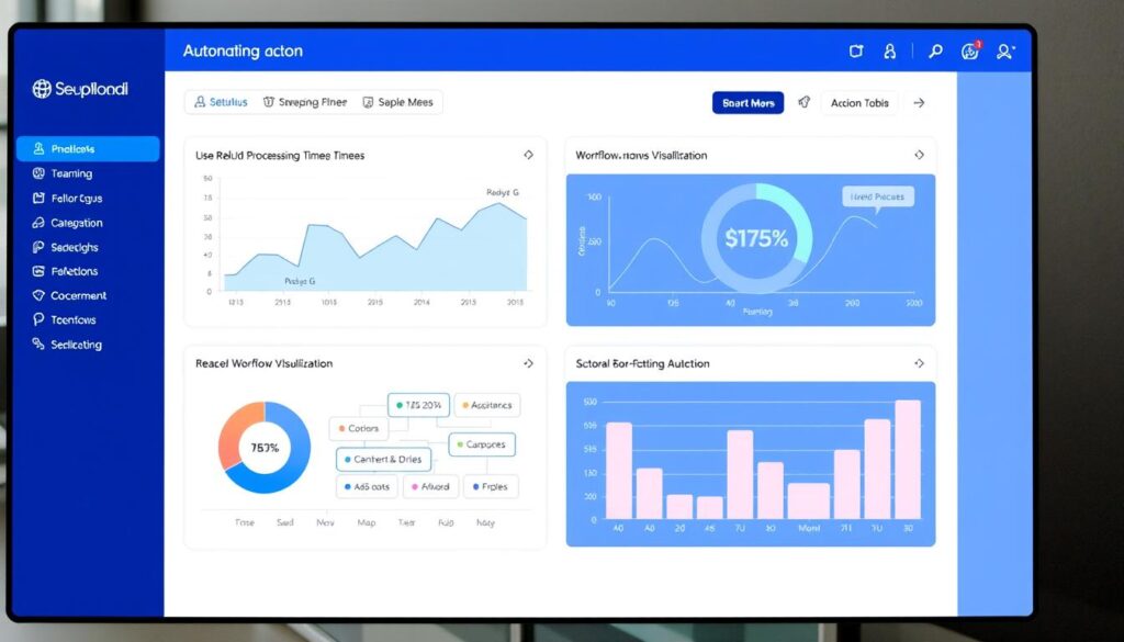 Financial process automation dashboard showing automated workflows and reduced manual tasks
