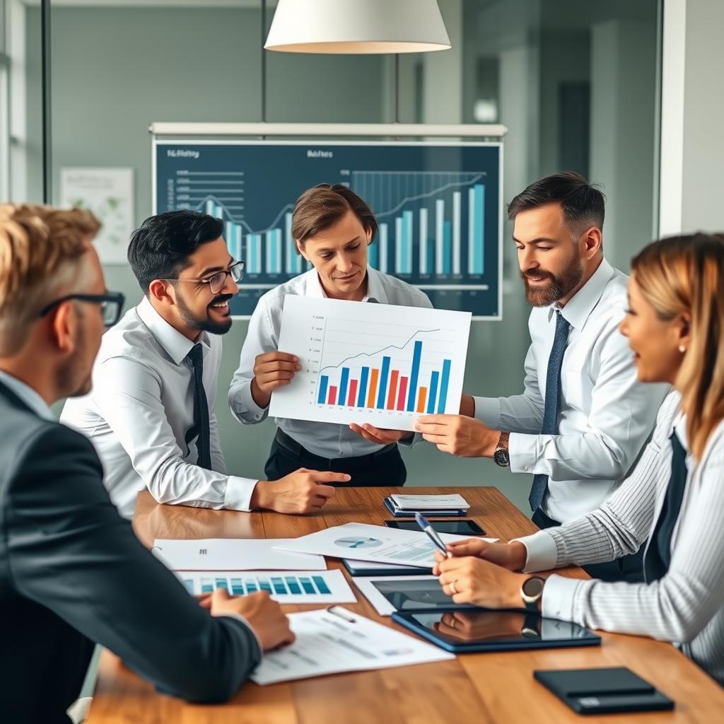 Financial team conducting strategic budget planning session for business growth