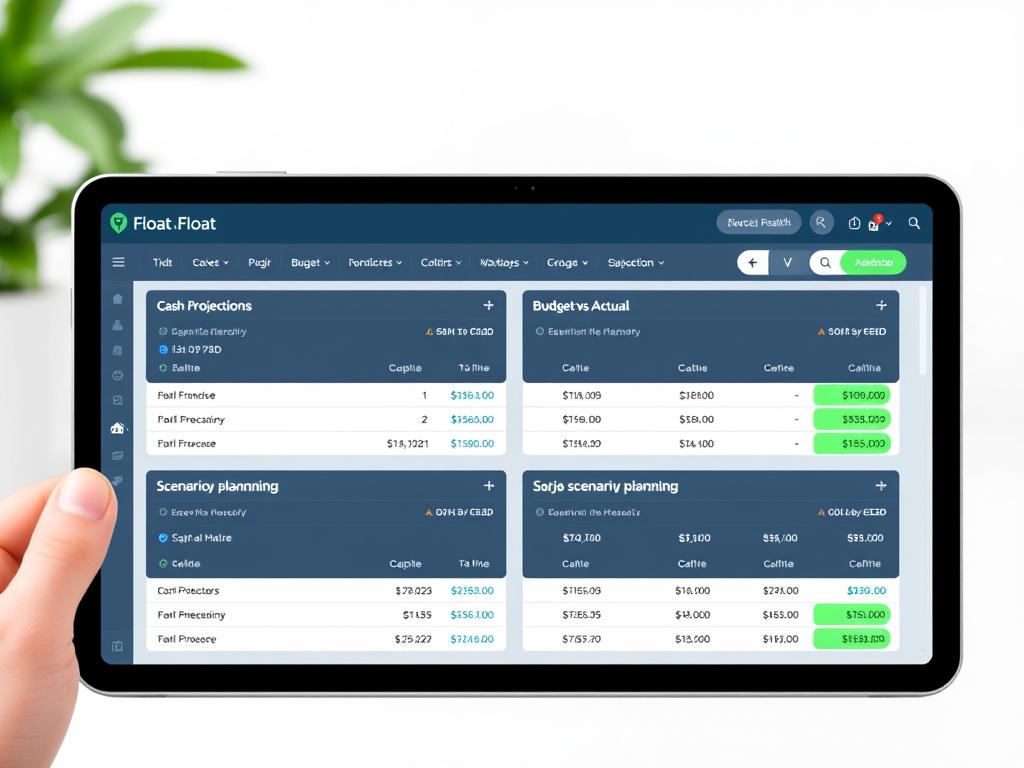 Float cash flow forecasting tool interface