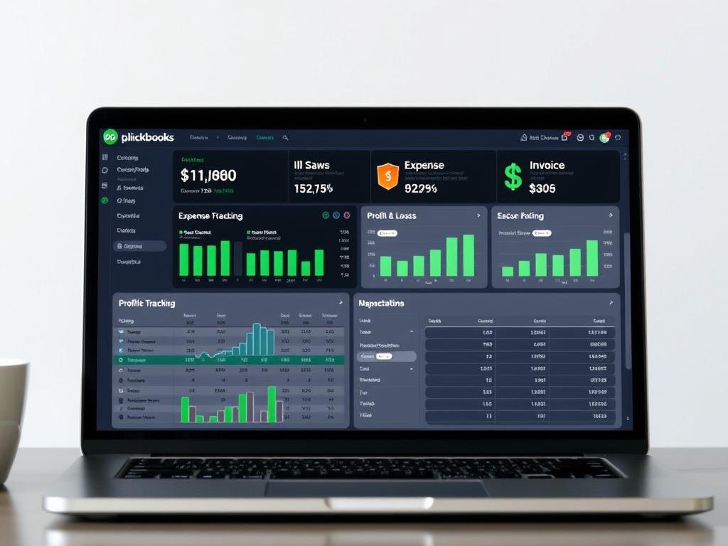 QuickBooks interface showing financial dashboard