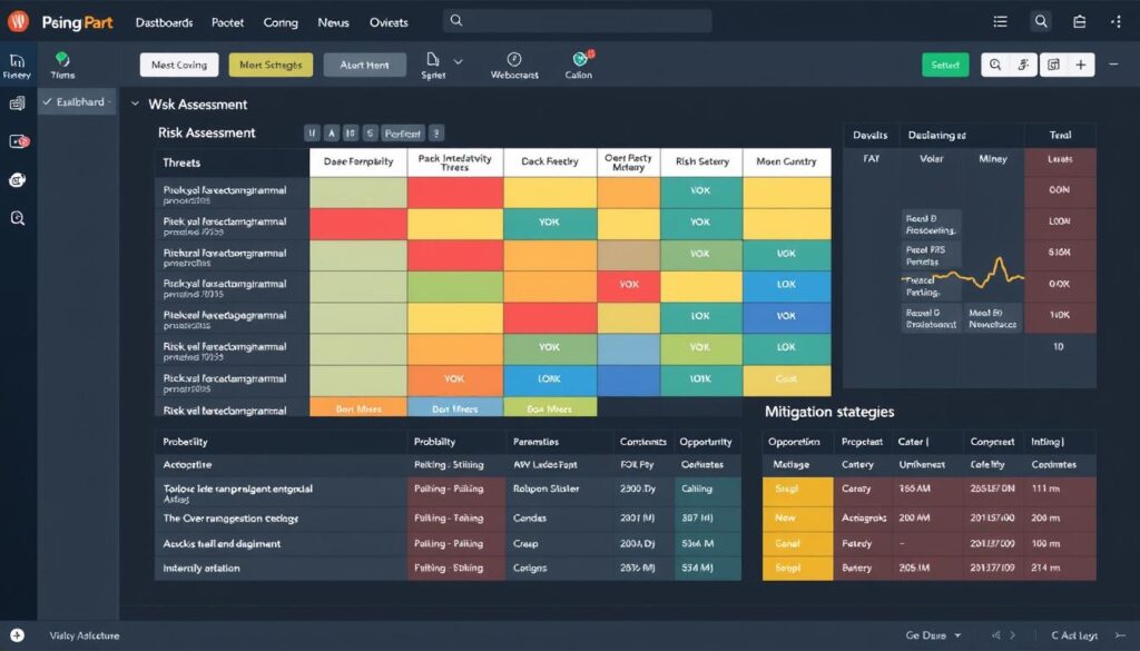 Risk management dashboard showing risk assessment matrix