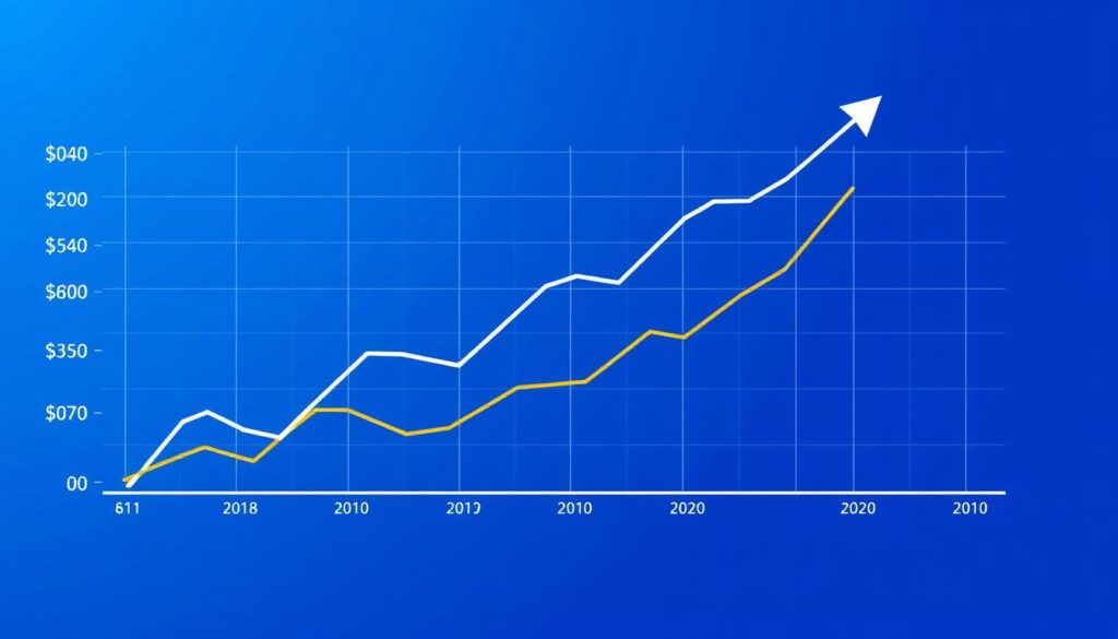 Sales forecasting graph showing projected growth over time