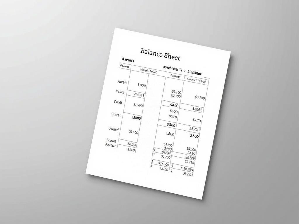 Sample balance sheet showing assets, liabilities, and equity sections