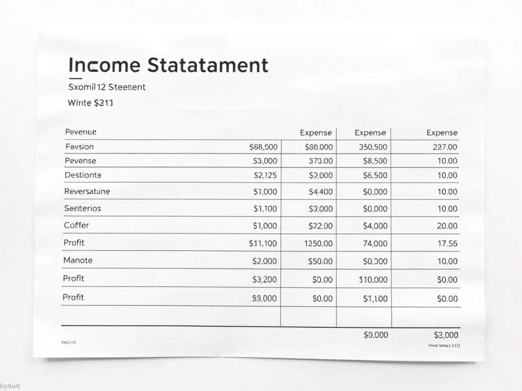 Sample income statement with revenue, expenses, and profit highlighted