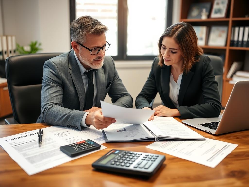 Small business owner reviewing tax planning strategies with accountant